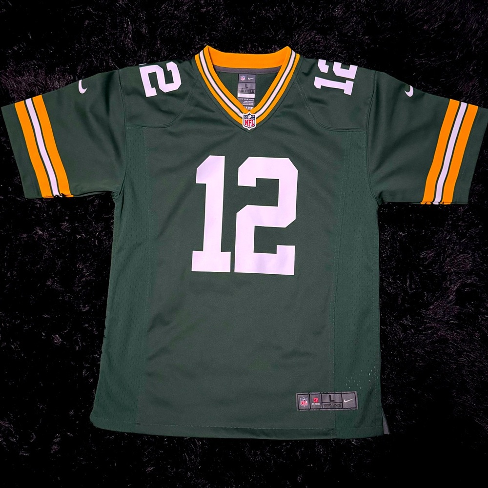 NFL Nike Aaron Rodgers #12 Green Bay Packers Youth Jersey Green Yellow L 14–16
